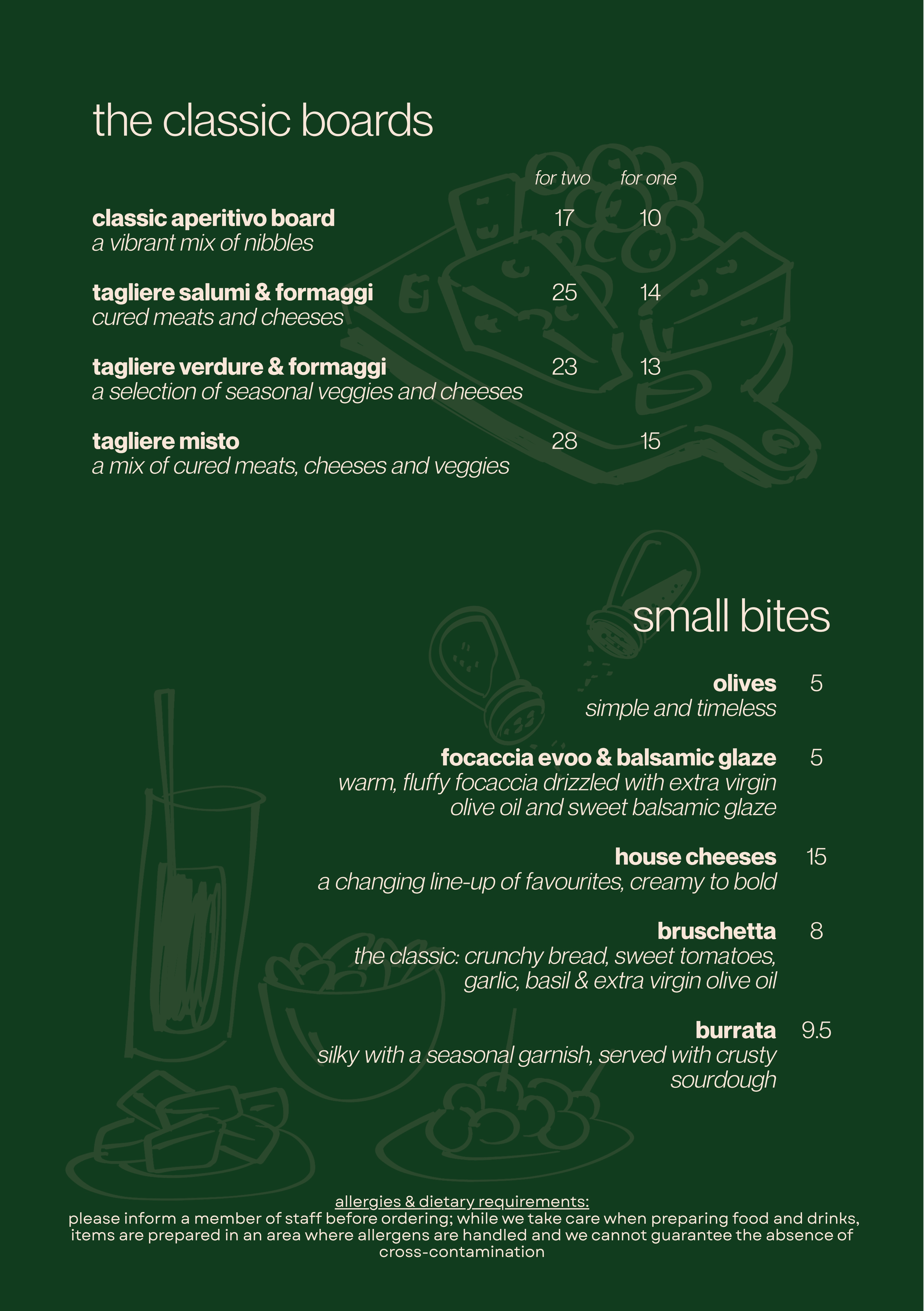 Classic boards, small bites, and sharing plates